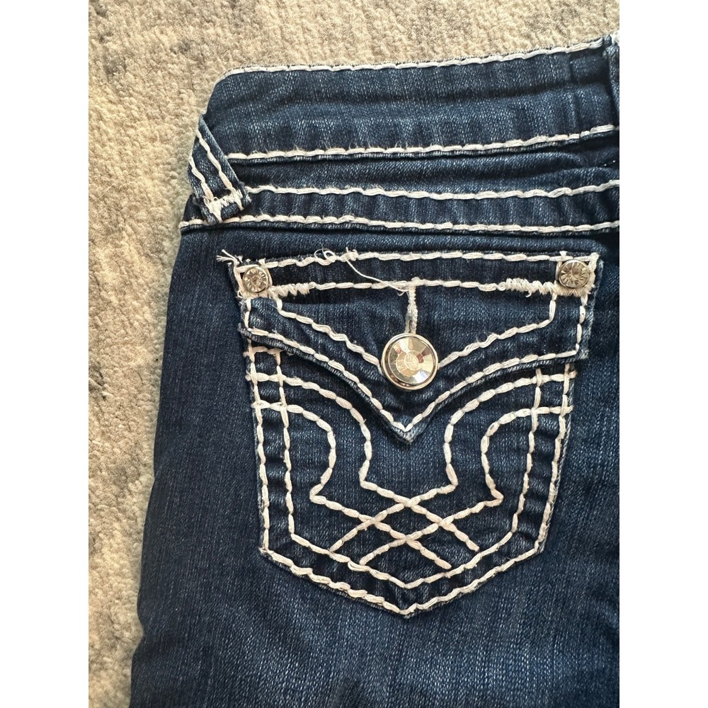 LA Idol USA Cropped Jeans Womens Low Rise Zip Fly Contrast Stitch- Size 3 - Picture 8 of 12